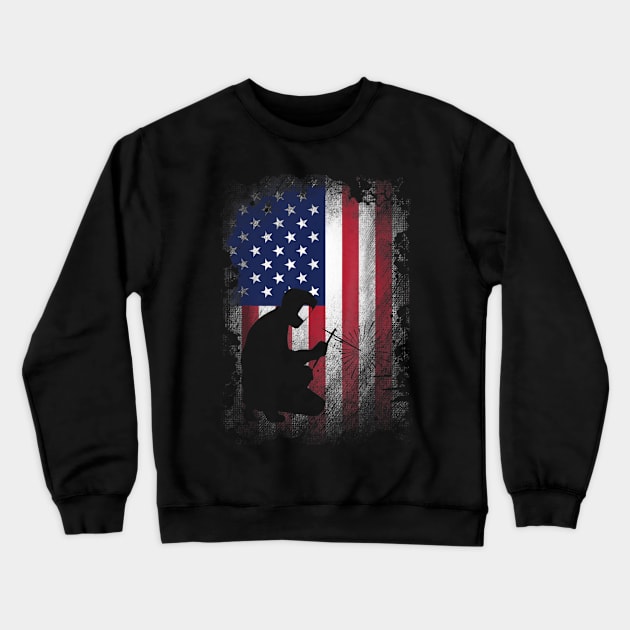 Welder American Flag Shirt USA Patriotic Welder Gift Crewneck Sweatshirt by LiFilimon